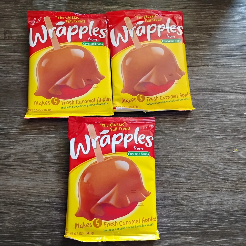 2 Pkgs Concord Foods 6.5 Oz Bag Caramel Apple Wrap The Original Makes 5