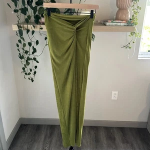 Shein Green High Slit Knot Front Maxi Skirt Size M Sexy Resort - Picture 1 of 7