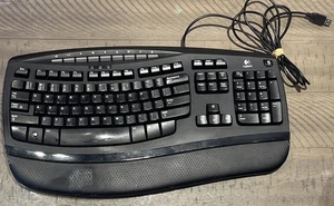 Logitech Wave Keys comfort 450 Ergonomic Keyboard With Cushioned Palm Rest WORKS - Picture 1 of 5