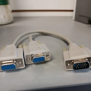 5Qty VGA 15 Pin PC SVGA Male to 2 Dual Female Monitor Y Adapter Splitter Cable - Picture 1 of 2
