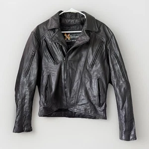 Xelement Leather Motorcycle Jacket Black Heavy Size Large Excellent Preowned - Bild 1 von 9