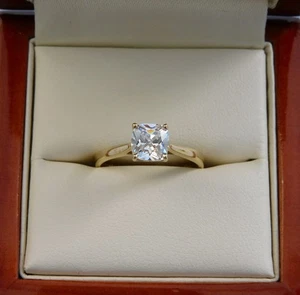 QVC RING 9 KT GELBGOLD 1,25 KT ZIRKONIA IM KISSENSCHLIFF 1,6 g - Größe L 1/2 - Bild 1 von 14