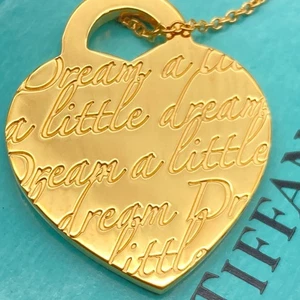 Tiffany & Co. Gold Platte Herz Noten Anhänger Halskette 16" Silber 925 6,8 g - Bild 1 von 18
