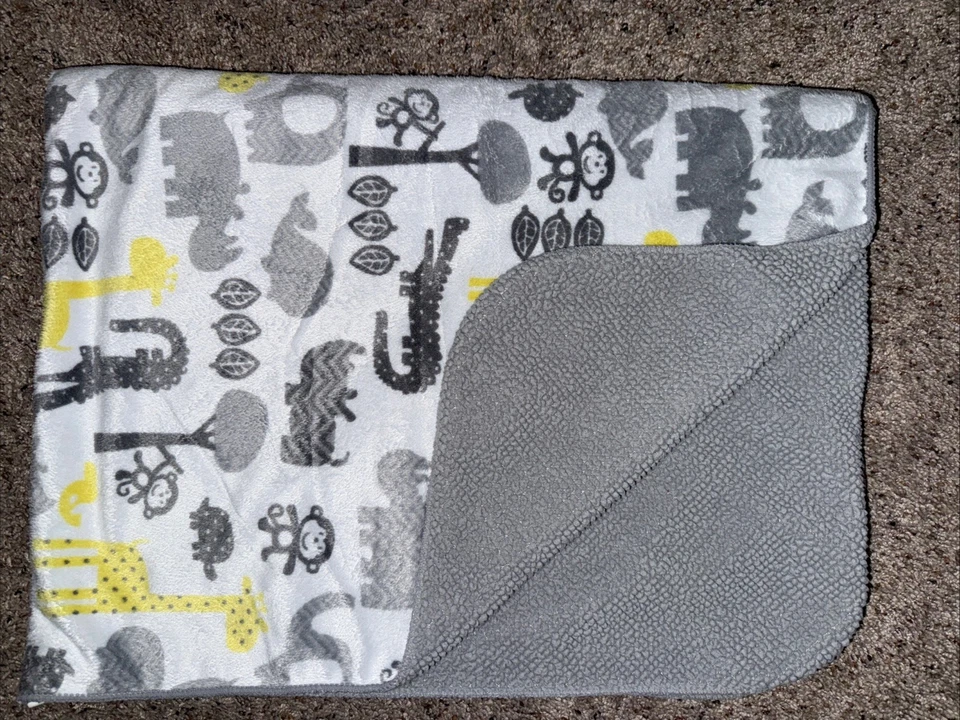 Manta para bebé Target CIRCO Safari Zigs N Zags Lovey gris blanco amarillo Sherpa Zoo Foto 1 de 4