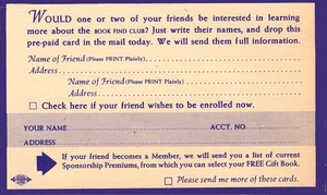 Book Find Club Reply Card - Picture 1 of 2