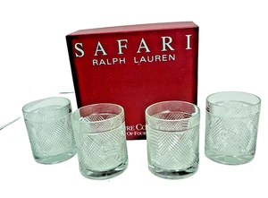 Ralph Lauren Safari Argyle Lion Crest Whiskey Glass Set Of 4 W/ Box - Picture 1 of 5
