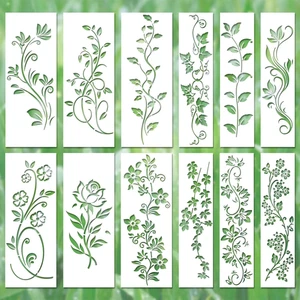 Wiederverwendbare Blatt und Blume Schablonen - 12 Stück für DIY Home Decor und Kunst - Bild 1 von 7