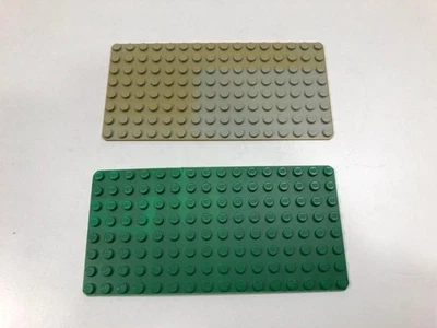 2x LEGO Bauplatte 16x8 Baseplate Grundplatte Dünn Grün Grau 2 Stück Set - Bild 1 von 4