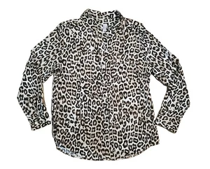 Chico's Women Modal Leopard Print Long Sleeve Button-Up Shirt Size 1 (US 8) NWOT - Picture 1 of 10