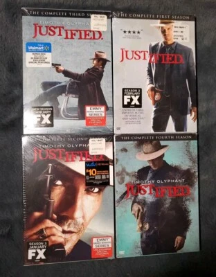 Justified: Season 1 2 3 4 (DVD Lot) Timothy Olyphant TV Series Box Set [NEW] 1-4 Foto 1 de 4