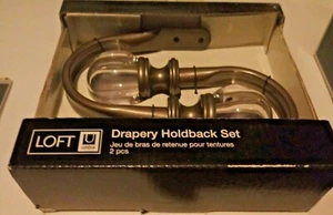 Loft Umbra Drapery Scarf Holder / Holdback Set , Pewter/Etain with Glass Ball - Picture 1 of 2