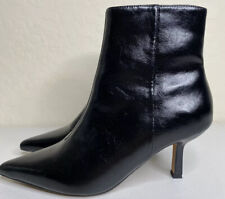 TOPSHOP Black Patent Leather Kitten Heel Booties Boots Sz 37 $150