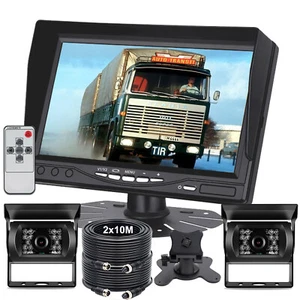 7" Monitor 4PIN 2x Rear View Backup Camera 12-24v Truck Rv Camper Motorhome Van - Picture 1 of 18