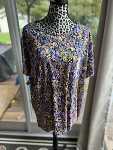 T-shirt girocollo classica Croft & Barrow taglie forti blu paisley 3 volte nuova - Foto 1 di 8