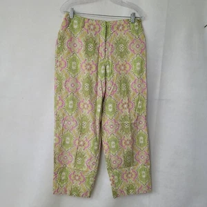 Talbots Paisley Pants Womens 12P Pink Green Stretch Preppy Beach Coastal Grandma - Bild 1 von 12
