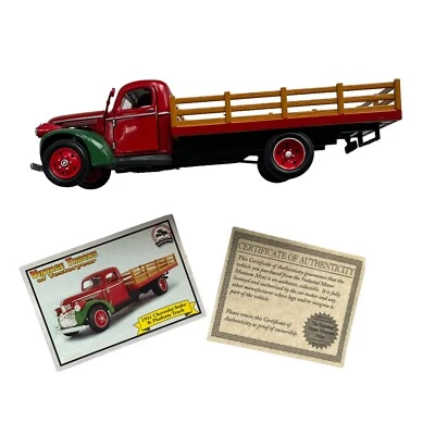 VINTAGE TRUCKS OF YESTERYEAR 1941 Red CHEVROLET Stake Platform Truck Collectible - Image 1 of 4