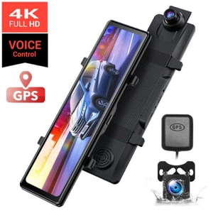 TOGUARD 12"Mirror 4K GPS Dash Cam Touch Screen Rearview Car Camera Voice Control - Picture 1 of 6