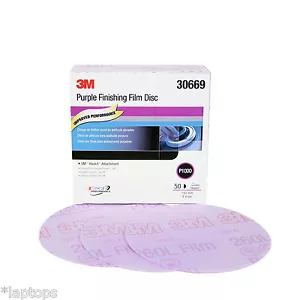 3M 30669 6" 1000 Grit Purple Finishing Film Hookit Disc 50 Per Box - Picture 1 of 2