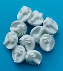 10 X 13Mm Vintage White Plastic Buttons With Palm Trees.