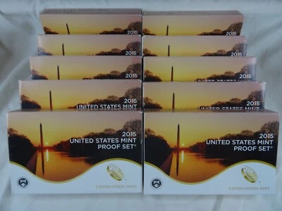 (10) 2015-S US Mint Proof Sets OGP Box & COA 140 Coins Wholesale Lot - Image 1 of 4