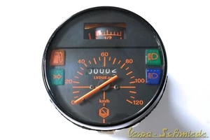 VESPA Tacho - 120 km/h / Ø 105mm - PK 50-125 S XL - Tachometer Schwarz Orange - Bild 1 von 2