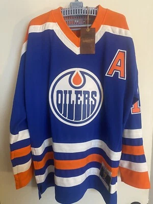Camiseta MITCHELL & NESS EDMONTON OILERS GRANDE MARCA MESSIER LINHA AZUL NOVA COM ETIQUETAS - Imagem 1 de 4