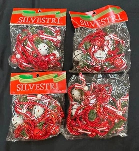 NEW Set Of 4 Vintage Silvestri Christmas Ornament Jingle Bells w/ Holly Garland - Picture 1 of 6