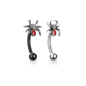Juego de Cristal Araña Roja Curvada Barra Cejas Anillo Torre Daith Ajustado 16G Piercing - Imagen 1 de 5