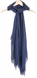 MAISON SCOTCH Women Scarf OS Dark Blue Striped Pattern Lightweight Casual - Picture 1 of 7