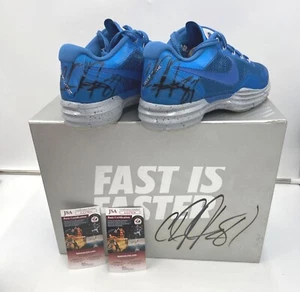 Calvin Johnson Signed Shoes Nike Megatron Madden Blue Size 10 3 Signatures JSA - Picture 1 of 20