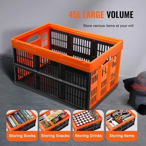 Collapsible Storage Baskets Folding Plastic Stackable Container 45L 3-Pack - Picture 1 of 9