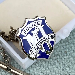 New Jersey State Police Abzeichen Schnalle Krawattennadel blau silber NJ Kette Vintage - Bild 1 von 6