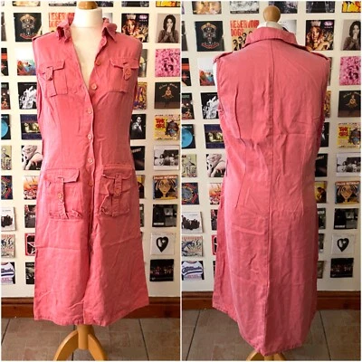 Vestido cargo utilitario rosa vintage años 90 Y2K Burton bolsillos sin mangas Foto 1 de 4