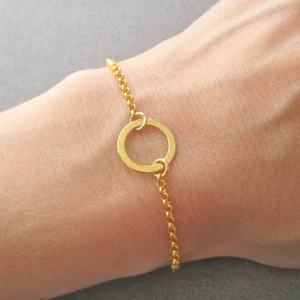 Armband Motiv Kreis Ring 925/1000 Silber vergoldet 24 Karat BR137-J - Bild 1 von 3