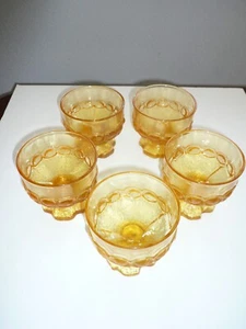 Tiffin Madeira Franziskaner Cornsilk Sherbetschalen mit gelbem Fuß, Glas 5er Set - Bild 1 von 6