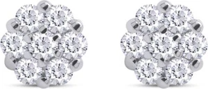 1/10ct-1/2ct Lab Created Moissanite Flower Cluster Stud Earring In 10K Gold - Picture 1 of 20
