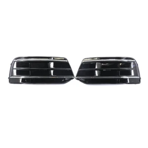 For Audi Q5 2018-2020 Pair Auto Fog Light Grille Gloss Black with Chrome Decor - Bild 1 von 6