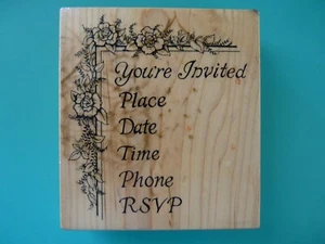 You're Invited Invitation Words, Large Vintage PSX Rubber Stamp K-187 - Picture 1 of 2