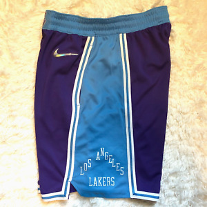 Nike LA Lakers 2021/22 City Edition Purple Blue Swingman Shorts Mens Sz S NWT