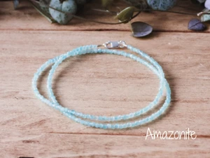 A++ Amazonite Micro Faceted Round Tiny Beads 18" Beautiful Woman Choker Necklace - Picture 1 of 8