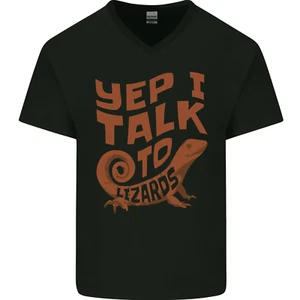 Yep I Talk To Lizards Chamäleons Herren V-Ausschnitt Baumwolle T-Shirt - Bild 1 von 43