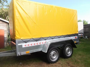 NEW Trailer Box Small Camping Car 9FT x 4FT TWIN AXLE 2,70 x 1,32 m+150cm CANOPY - Picture 1 of 12