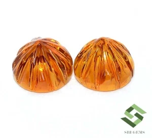 8x8 mm Natural Maderia Citrine Fancy Round Concave Cut Pair 4.50 CTS Gemstones - Picture 1 of 6