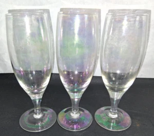 Vintage Hand Blown Depression Crystal Champagne Wine Glasses Opalescent Carnival - Picture 1 of 5