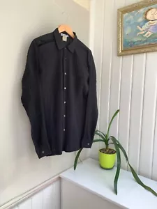 Issey Miyake Vintage langärmeliges plissiertes Knopfhemd Herren schwarz Größe L - Bild 1 von 9