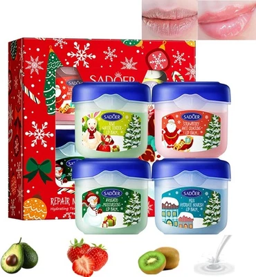 N.A Lip Balm Set - 4pcs Gift Box for Day and Night Care, Moisturizing and Repairing