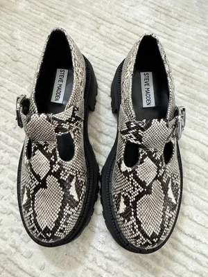Nuevo sin caja Steve Madden Kamlee suela Mary Jane con estampado de piel de serpiente talla 7 Foto 1 de 4