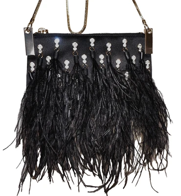 KATE SPADE Small Black Rhinestone, & Ostrich Feather MADISON AVE. Crossbody 6x8 - Image 1 of 4
