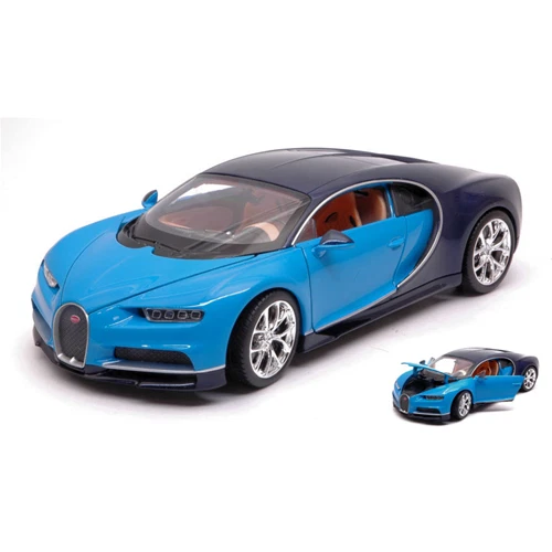 BUGATTI CHIRON 2016 LIGHT BLUE/DARK BLUE 1:24 Welly Auto Stradali Modellino Nuov - Immagine 1 di 1