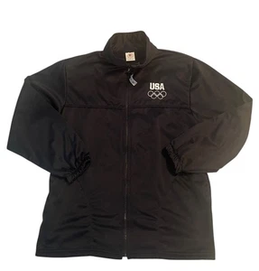 Vintage 90s Team USA Olympic Committee Black Full Zip Jacket Mock Neck Sz Med - Picture 1 of 4
